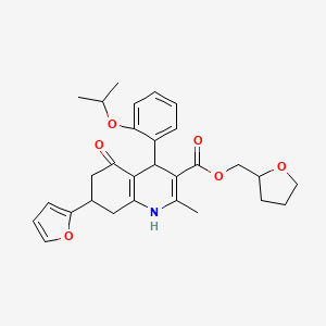 molecular formula C29H33NO6 B4095916 Tetrahydrofuran-2-ylmethyl 7-(furan-2-yl)-2-methyl-5-oxo-4-[2-(propan-2-yloxy)phenyl]-1,4,5,6,7,8-hexahydroquinoline-3-carboxylate 