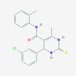 molecular formula C19H18ClN3OS B409594 4-(3-chlorophenyl)-6-methyl-N-(2-methylphenyl)-2-thioxo-1,2,3,4-tetrahydro-5-pyrimidinecarboxamide 
