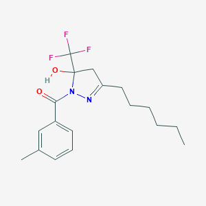 3-hexyl-1-[(3-methylphenyl)carbonyl]-5-(trifluoromethyl)-4,5-dihydro-1H-pyrazol-5-ol