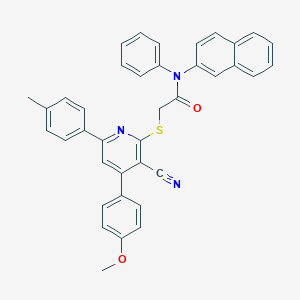 2-{[3-cyano-4-(4-methoxyphenyl)-6-(4-methylphenyl)-2-pyridinyl]sulfanyl}-N-(2-naphthyl)-N-phenylacetamide