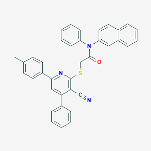 2-{[3-cyano-6-(4-methylphenyl)-4-phenyl-2-pyridinyl]sulfanyl}-N-(2-naphthyl)-N-phenylacetamide