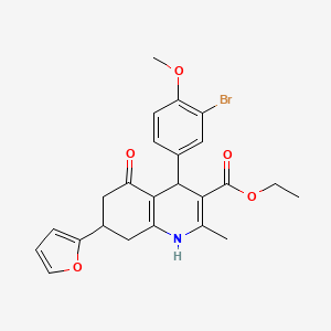 molecular formula C24H24BrNO5 B4096296 Ethyl 4-(3-bromo-4-methoxyphenyl)-7-(furan-2-yl)-2-methyl-5-oxo-1,4,5,6,7,8-hexahydroquinoline-3-carboxylate 