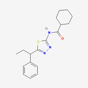 molecular formula C18H23N3OS B4096413 N-[5-(1-phenylpropyl)-1,3,4-thiadiazol-2-yl]cyclohexanecarboxamide 