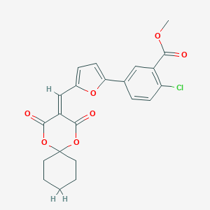molecular formula C22H19ClO7 B409651 Methyl 2-chloro-5-{5-[(2,4-dioxo-1,5-dioxaspiro[5.5]undec-3-ylidene)methyl]furan-2-yl}benzoate CAS No. 337500-52-4