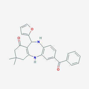 molecular formula C26H24N2O3 B409679 2-benzoyl-6-(2-furyl)-9,9-dimethyl-6,8,10,11-tetrahydro-5H-benzo[b][1,4]benzodiazepin-7-one CAS No. 5930-27-8