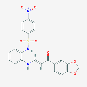molecular formula C22H17N3O7S B409701 N-(2-{[3-(1,3-benzodioxol-5-yl)-3-oxo-1-propenyl]amino}phenyl)-4-nitrobenzenesulfonamide 