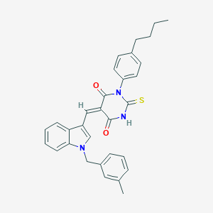 molecular formula C31H29N3O2S B409713 (5E)-1-(4-butylphenyl)-5-{[1-(3-methylbenzyl)-1H-indol-3-yl]methylidene}-2-thioxodihydropyrimidine-4,6(1H,5H)-dione 