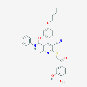 molecular formula C32H29N3O5S B409746 4-(4-butoxyphenyl)-5-cyano-6-[2-(3,4-dihydroxyphenyl)-2-oxoethyl]sulfanyl-2-methyl-N-phenylpyridine-3-carboxamide 