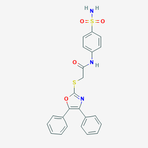 molecular formula C23H19N3O4S2 B409791 2-[(4,5-diphenyl-1,3-oxazol-2-yl)sulfanyl]-N-(4-sulfamoylphenyl)acetamide CAS No. 337505-08-5