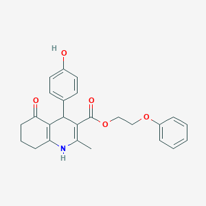 molecular formula C25H25NO5 B409815 2-Phenoxyethyl 4-(4-hydroxyphenyl)-2-methyl-5-oxo-1,4,5,6,7,8-hexahydro-3-quinolinecarboxylate 