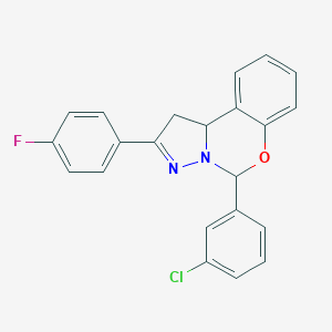 molecular formula C22H16ClFN2O B409816 5-(3-Chlorophenyl)-2-(4-fluorophenyl)-1,10b-dihydropyrazolo[1,5-c][1,3]benzoxazine 