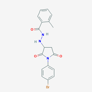 molecular formula C18H16BrN3O3 B409838 N'-[1-(4-bromophenyl)-2,5-dioxopyrrolidin-3-yl]-2-methylbenzohydrazide CAS No. 485394-63-6