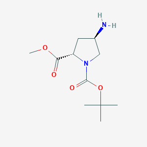 molecular formula C11H20N2O4 B040984 1-tert-butyl 2-methyl (2S,4R)-4-aminopyrrolidine-1,2-dicarboxylate CAS No. 121148-00-3