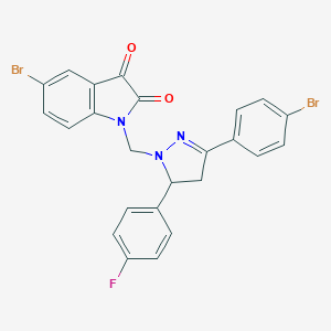 molecular formula C24H16Br2FN3O2 B409885 5-bromo-1-((3-(4-bromophenyl)-5-(4-fluorophenyl)-4,5-dihydro-1H-pyrazol-1-yl)methyl)indoline-2,3-dione CAS No. 337932-32-8