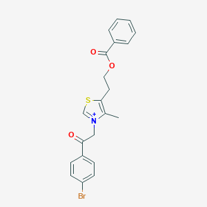 molecular formula C21H19BrNO3S+ B409910 5-[2-(benzoyloxy)ethyl]-3-[2-(4-bromophenyl)-2-oxoethyl]-4-methyl-1,3-thiazol-3-ium 