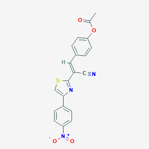 molecular formula C20H13N3O4S B409919 4-[2-Cyano-2-(4-{4-nitrophenyl}-1,3-thiazol-2-yl)vinyl]phenyl acetate CAS No. 333414-29-2