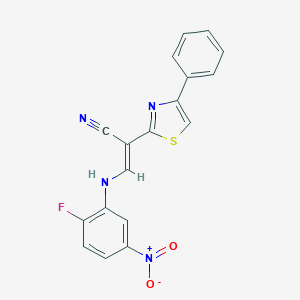 molecular formula C18H11FN4O2S B409930 (E)-3-((2-fluoro-5-nitrophenyl)amino)-2-(4-phenylthiazol-2-yl)acrylonitrile CAS No. 333414-97-4