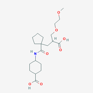 molecular formula C20H33NO7 B040994 4-((2-Carboxy-3-(2-methoxyethoxy)propyl)-1-cyclopentanecarbonylamino)-1-cyclohexanecarboxylic acid CAS No. 123898-42-0