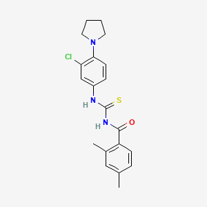 molecular formula C20H22ClN3OS B4099529 N-({[3-chloro-4-(1-pyrrolidinyl)phenyl]amino}carbonothioyl)-2,4-dimethylbenzamide 