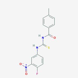 molecular formula C15H12FN3O3S B409962 N-{4-fluoro-3-nitrophenyl}-N'-(4-methylbenzoyl)thiourea 