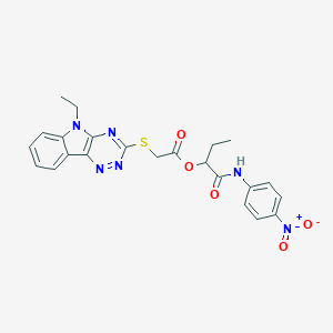 molecular formula C23H22N6O5S B409978 1-({4-nitroanilino}carbonyl)propyl [(5-ethyl-5H-[1,2,4]triazino[5,6-b]indol-3-yl)sulfanyl]acetate 