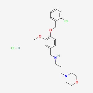 molecular formula C22H30Cl2N2O3 B4099999 N-[[4-[(2-chlorophenyl)methoxy]-3-methoxyphenyl]methyl]-3-morpholin-4-ylpropan-1-amine;hydrochloride 