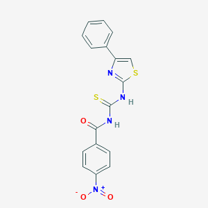 molecular formula C17H12N4O3S2 B410005 N-{4-nitrobenzoyl}-N'-(4-phenyl-1,3-thiazol-2-yl)thiourea CAS No. 112672-07-8
