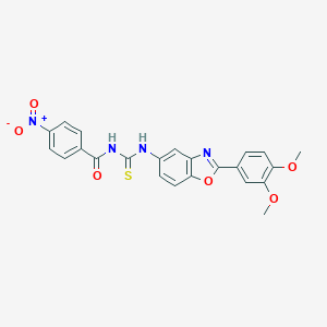 molecular formula C23H18N4O6S B410011 N-[2-(3,4-dimethoxyphenyl)-1,3-benzoxazol-5-yl]-N'-{4-nitrobenzoyl}thiourea 