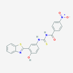 molecular formula C21H14N4O4S2 B410022 N-[3-(1,3-benzothiazol-2-yl)-4-hydroxyphenyl]-N'-{4-nitrobenzoyl}thiourea 