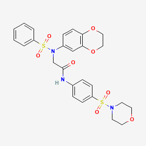 molecular formula C26H27N3O8S2 B4100366 N~2~-(2,3-dihydro-1,4-benzodioxin-6-yl)-N~1~-[4-(4-morpholinylsulfonyl)phenyl]-N~2~-(phenylsulfonyl)glycinamide 