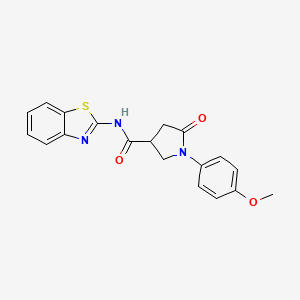 molecular formula C19H17N3O3S B4100490 N-1,3-benzothiazol-2-yl-1-(4-methoxyphenyl)-5-oxo-3-pyrrolidinecarboxamide 