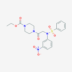 molecular formula C21H24N4O7S B410059 Ethyl 4-{[3-nitro(phenylsulfonyl)anilino]acetyl}-1-piperazinecarboxylate 