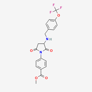 molecular formula C20H17F3N2O5 B4100607 Methyl 4-(2,5-dioxo-3-{[4-(trifluoromethoxy)benzyl]amino}pyrrolidin-1-yl)benzoate 