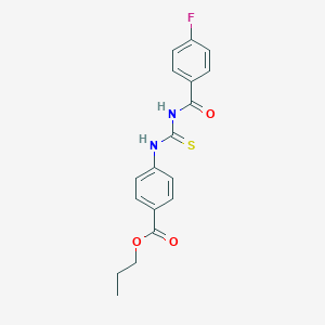 molecular formula C18H17FN2O3S B410062 Propyl 4-({[(4-fluorophenyl)carbonyl]carbamothioyl}amino)benzoate 