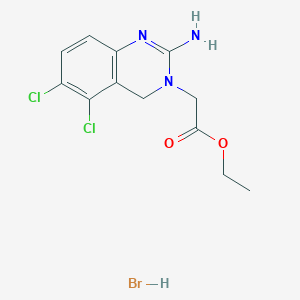 molecular formula C12H14BrCl2N3O2 B041007 Ethyl 2-(5,6-Dichloro-2-imino-1,2-dihydroquinazolin-3(4H)-yl)acetate Hydrobromide CAS No. 70381-75-8