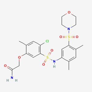 molecular formula C21H26ClN3O7S2 B4100746 2-[4-chloro-5-({[2,4-dimethyl-5-(4-morpholinylsulfonyl)phenyl]amino}sulfonyl)-2-methylphenoxy]acetamide 