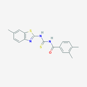 molecular formula C18H17N3OS2 B410088 N-(3,4-dimethylbenzoyl)-N'-(6-methyl-1,3-benzothiazol-2-yl)thiourea 