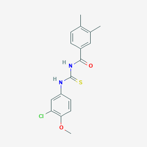 molecular formula C17H17ClN2O2S B410105 N-[(3-chloro-4-methoxyphenyl)carbamothioyl]-3,4-dimethylbenzamide 