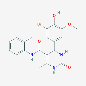 molecular formula C20H20BrN3O4 B4101116 4-(3-bromo-4-hydroxy-5-methoxyphenyl)-6-methyl-N-(2-methylphenyl)-2-oxo-1,2,3,4-tetrahydro-5-pyrimidinecarboxamide 