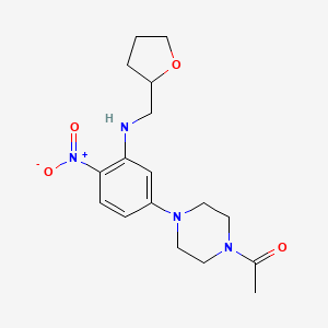 molecular formula C17H24N4O4 B4101120 1-(4-{4-Nitro-3-[(tetrahydrofuran-2-ylmethyl)amino]phenyl}piperazin-1-yl)ethanone 