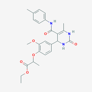 molecular formula C25H29N3O6 B4101178 ethyl 2-[2-methoxy-4-(6-methyl-5-{[(4-methylphenyl)amino]carbonyl}-2-oxo-1,2,3,4-tetrahydro-4-pyrimidinyl)phenoxy]propanoate 