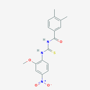 molecular formula C17H17N3O4S B410119 N-[(2-methoxy-4-nitrophenyl)carbamothioyl]-3,4-dimethylbenzamide 