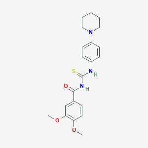 molecular formula C21H25N3O3S B410155 3,4-dimethoxy-N-{[4-(piperidin-1-yl)phenyl]carbamothioyl}benzamide 