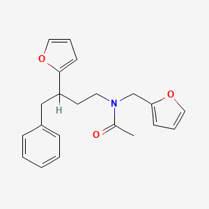 molecular formula C21H23NO3 B4101553 N-(2-furylmethyl)-N-[3-(2-furyl)-4-phenylbutyl]acetamide 