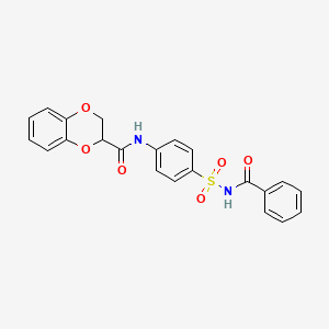 molecular formula C22H18N2O6S B4101582 N-[4-(benzoylsulfamoyl)phenyl]-2,3-dihydro-1,4-benzodioxine-3-carboxamide 