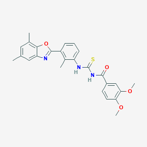 molecular formula C26H25N3O4S B410163 N-(3,4-dimethoxybenzoyl)-N'-[3-(5,7-dimethyl-1,3-benzoxazol-2-yl)-2-methylphenyl]thiourea 