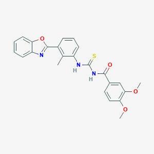 molecular formula C24H21N3O4S B410165 N-{[3-(1,3-benzoxazol-2-yl)-2-methylphenyl]carbamothioyl}-3,4-dimethoxybenzamide 
