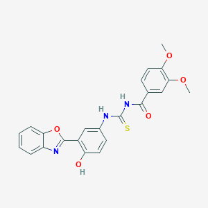 molecular formula C23H19N3O5S B410167 N-[3-(1,3-benzoxazol-2-yl)-4-hydroxyphenyl]-N'-(3,4-dimethoxybenzoyl)thiourea 