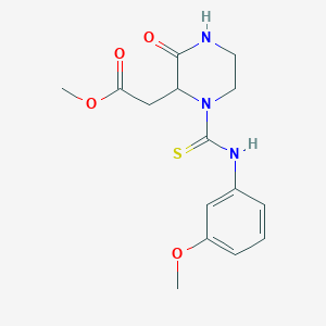 molecular formula C15H19N3O4S B4101756 Methyl {1-[(3-methoxyphenyl)carbamothioyl]-3-oxopiperazin-2-yl}acetate 