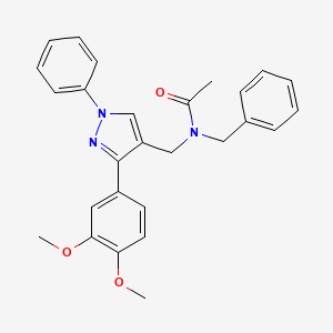 molecular formula C27H27N3O3 B4101757 N-benzyl-N-[[3-(3,4-dimethoxyphenyl)-1-phenylpyrazol-4-yl]methyl]acetamide 